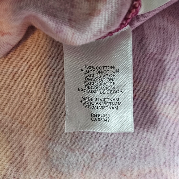 Jones New York Signature Ikat Print Tunic Top Medium Pink Orange Lace Neck - Picture 8 of 10